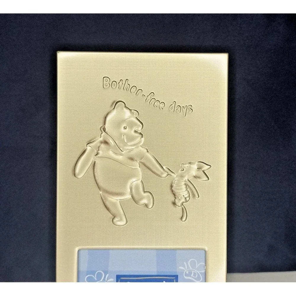 Disney Pooh & Piglet Bother Free Day Metal Picture Frame Embossed Brushed Photo